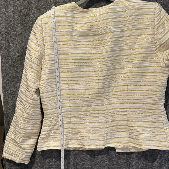 JS collections formal, twinset top and jacket, ivory Gold metallic stripe Sz 16 - Picture 13 of 16